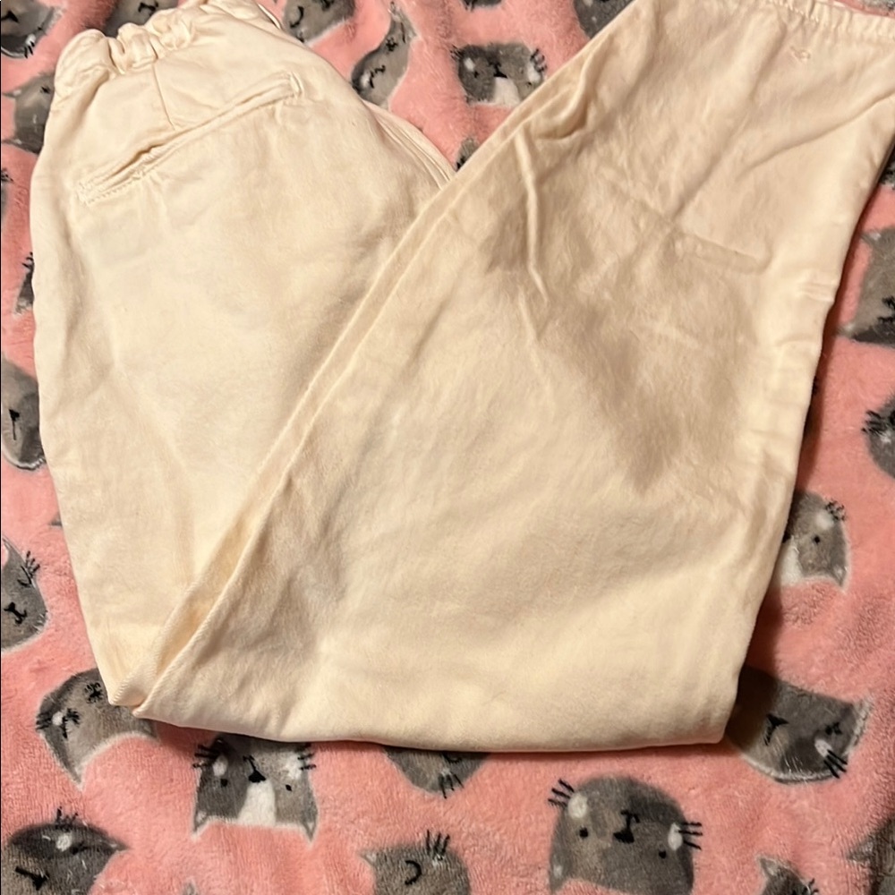 ZARA PAPER BAG Cream Lounge Pants Size 4, two functional pockets in the front